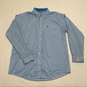 Cinch Men's Tencel Blue and White Striped Button Down Western Shirt - Size: XL